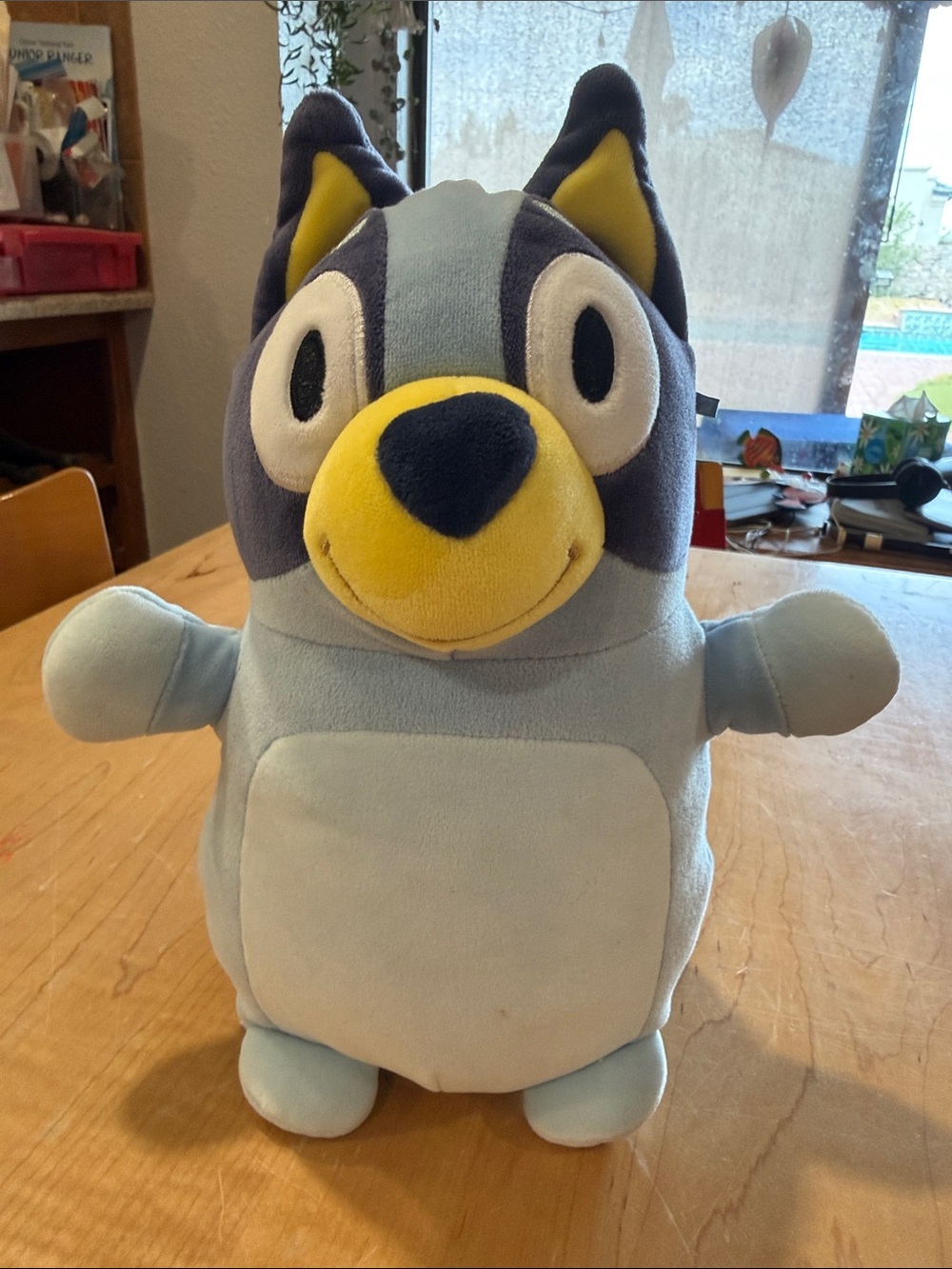 Light Blue Plush Cartoon Animal Stuffed Toy with Yellow Accent